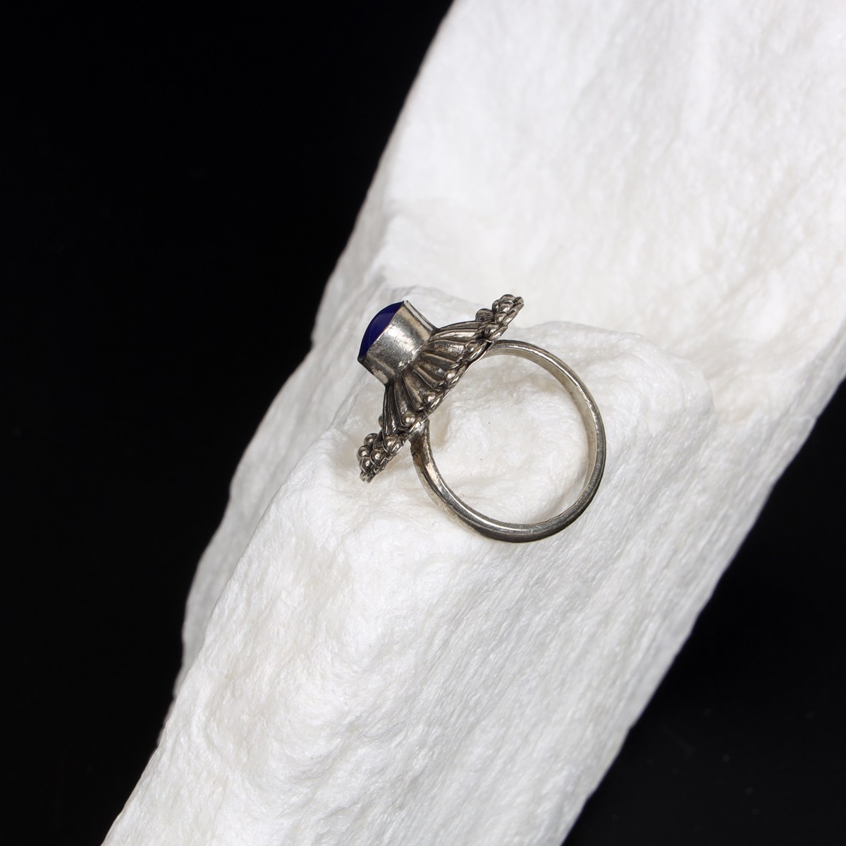Lapis Lazuli Round Floral Style Ring | Bronze Classic Ring 3
