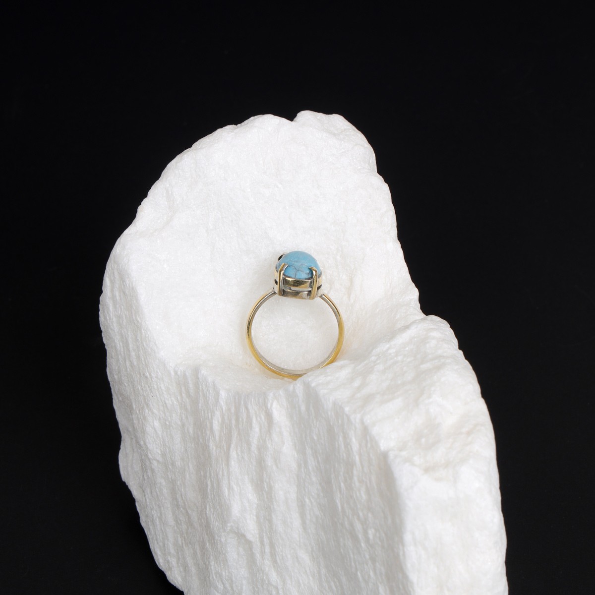 Turquoise Solitaire Gold Plated Ring | 925 Silver Classic Ring 3
