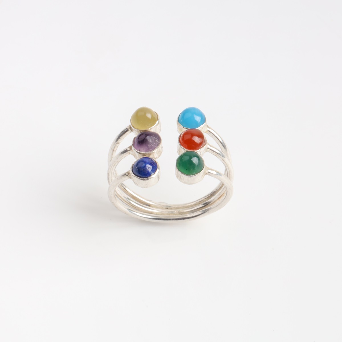 Silver Ring with Six Gemstones 1