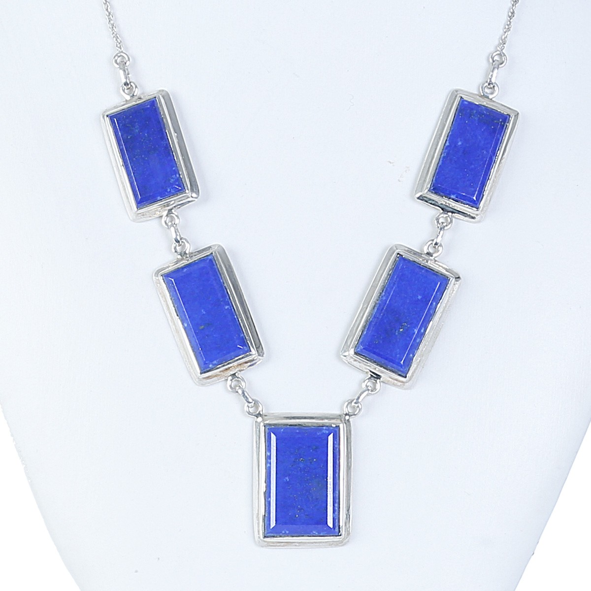 Lapis Lazuli Rectangle Necklace Handmade | Station Silver Locket 2