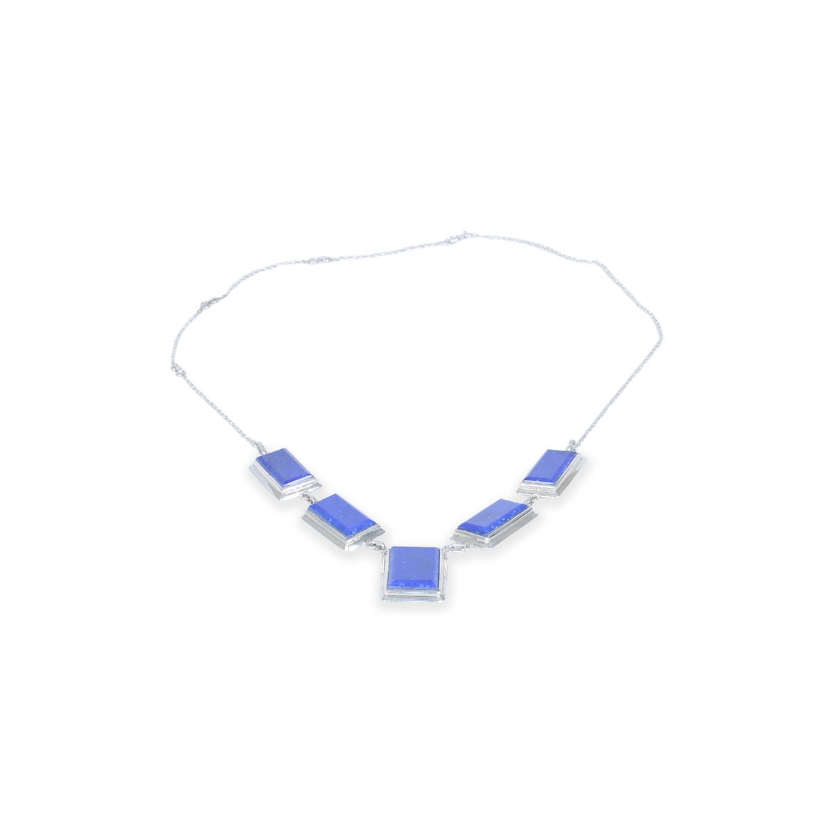 Lapis Lazuli Rectangle Necklace Handmade | Station Silver Locket 3
