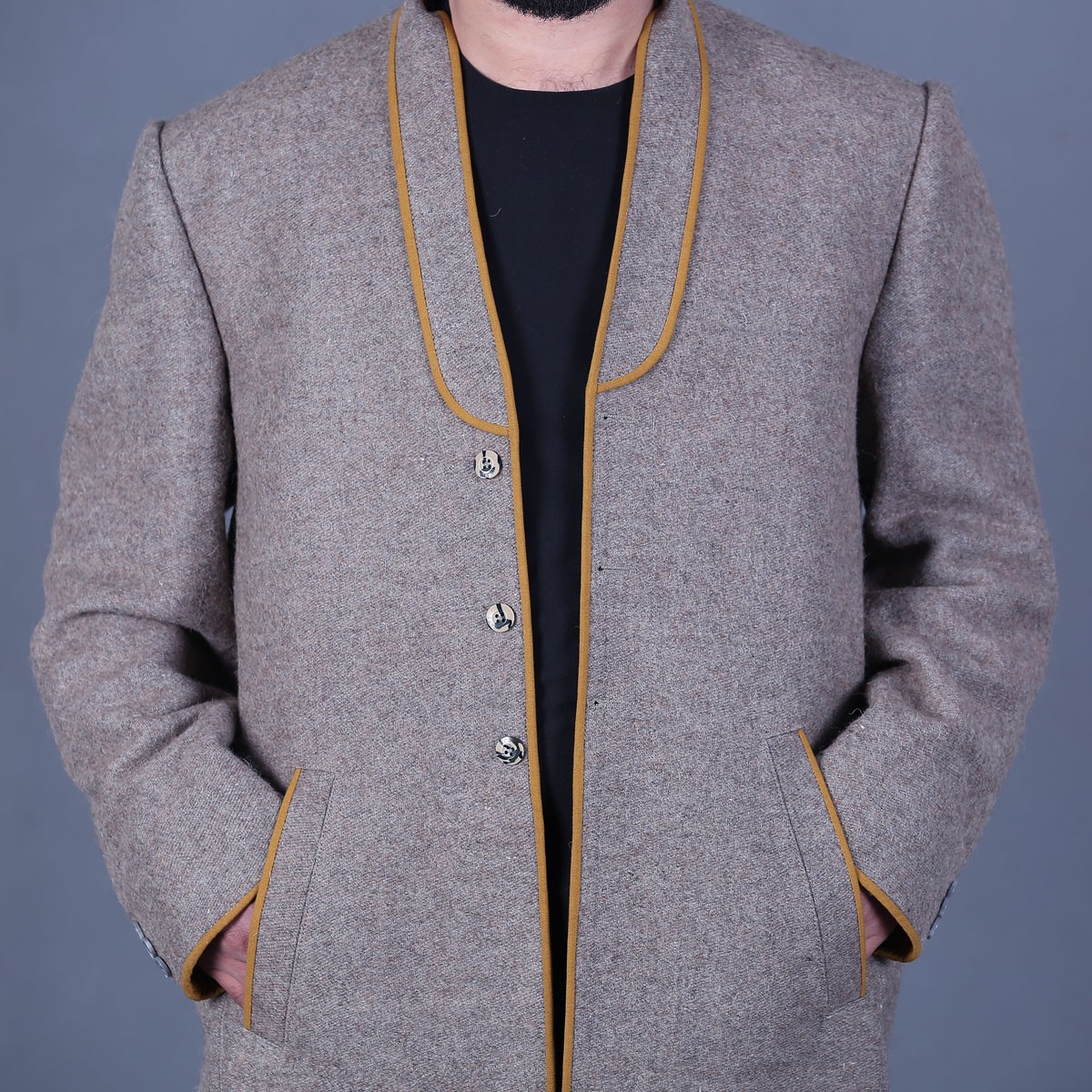 Gray Nuristani Long Coat | Woolen Winter Wear Long Coat 3