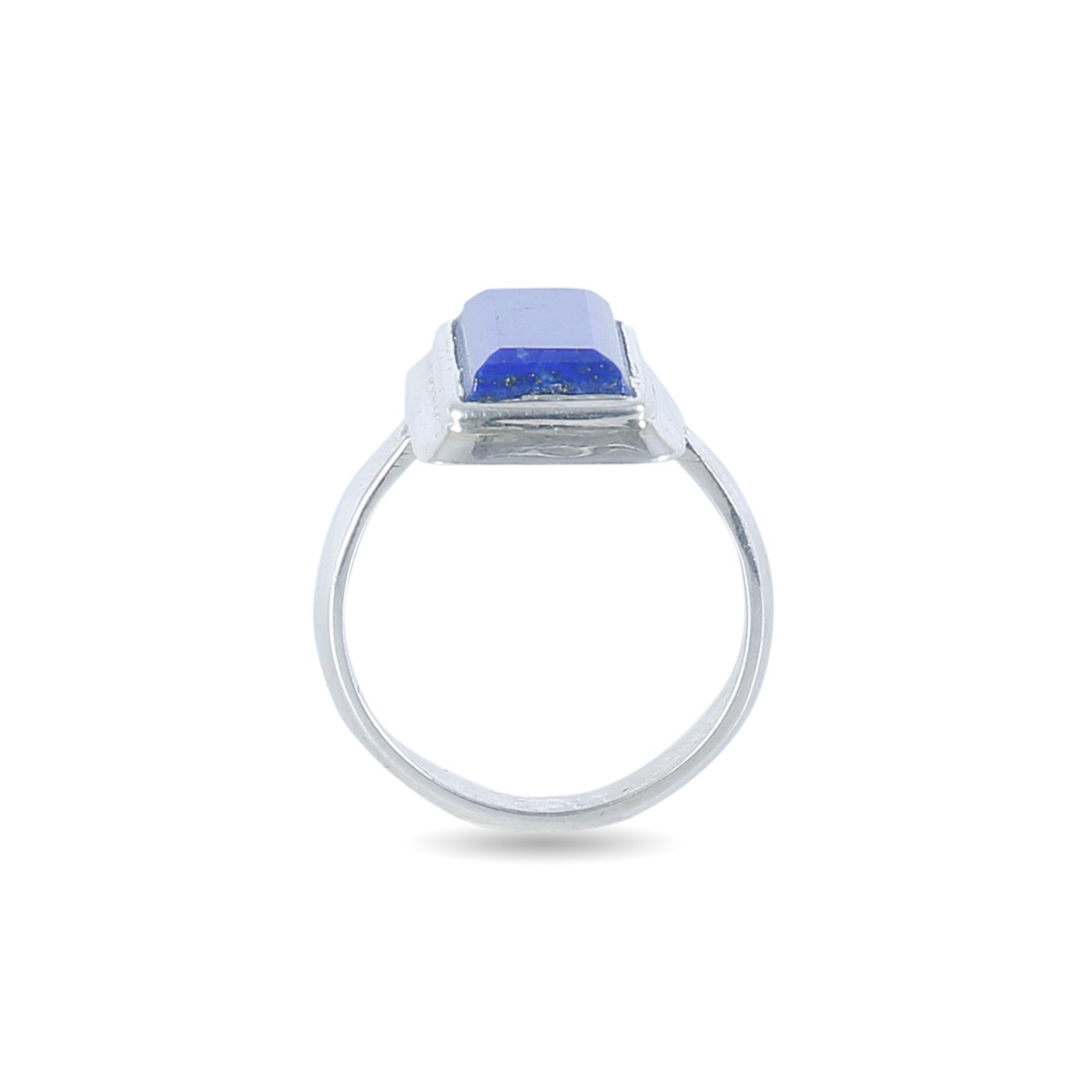 Rectangle Lapis Men's Ring | Silver Flat Ring 3
