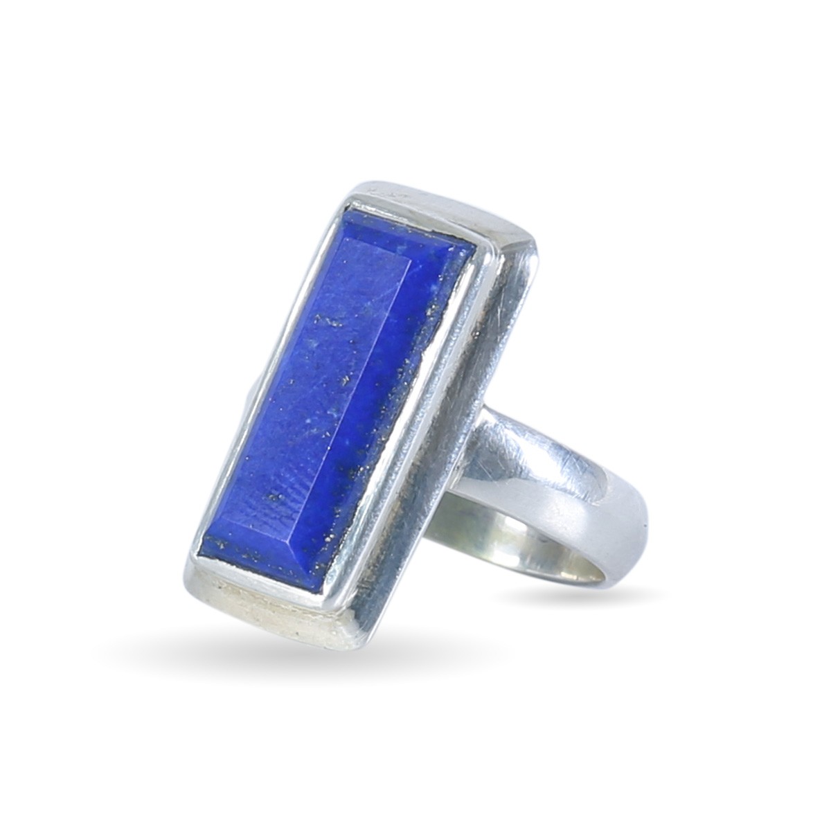 Lapis Rectangle Style Silver Jewelry Set | Lariat Necklace, Earrings, Ring 3