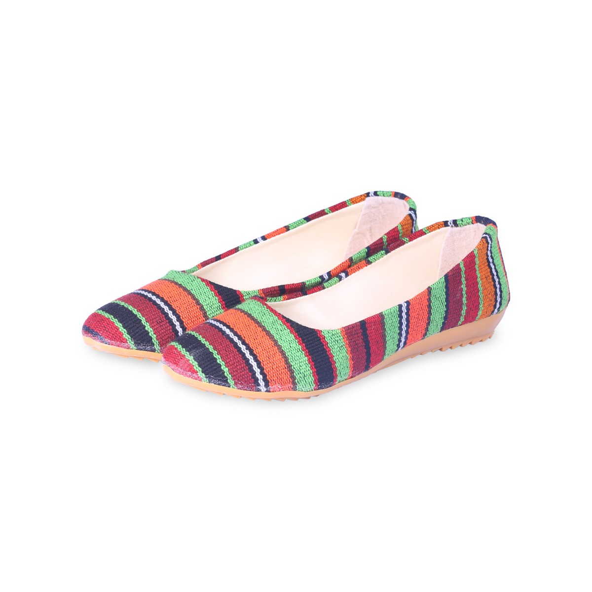 Leather Flat Shoes | Striped Ballet Shoes 2