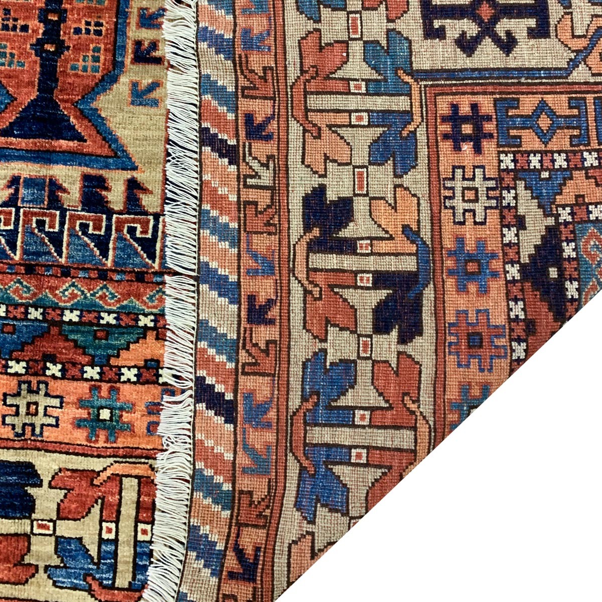 Light Orange Qalamdani Hand-woven Afghani Carpet | Turkmen Weave Area Carpet 9.50 X 7 (ft) 4