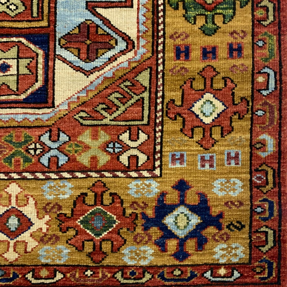 Yellowish Brown Kazak Hand-woven Afghan Carpet | Turkmen Weave Area Carpet 7.50 x 5 (ft) 4