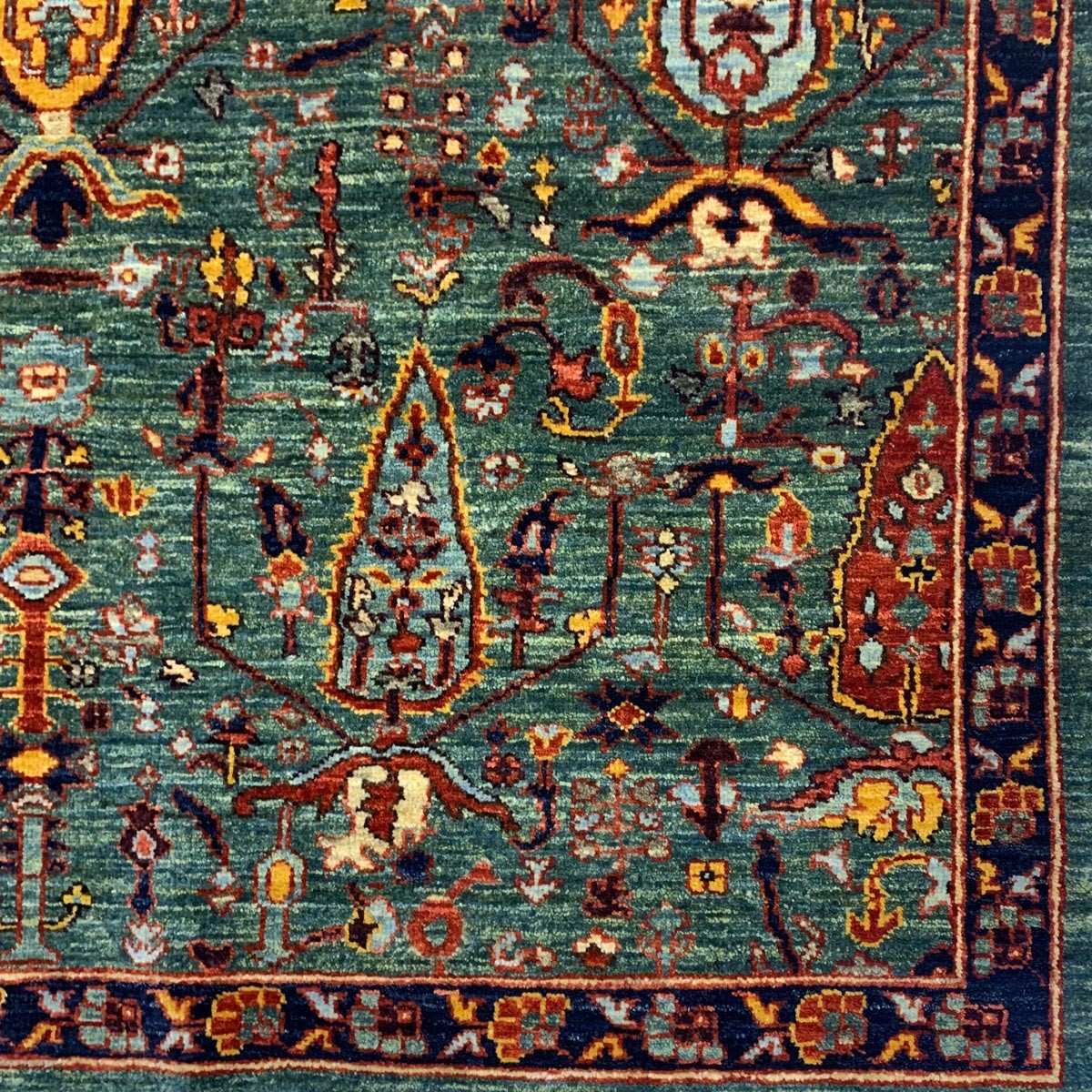 Light Green Floral Design Hand-woven Afghan Carpet | Turkmen Weave Area Carpet 5.50 x 3.80 (ft) 4