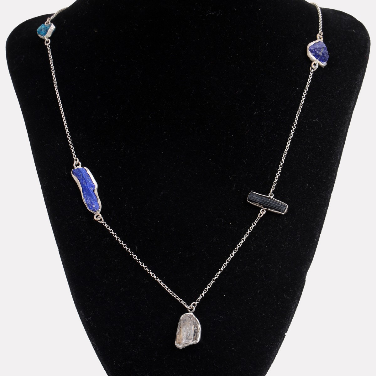 Multi Stone Station Necklace | Handmade Chain Necklace  2