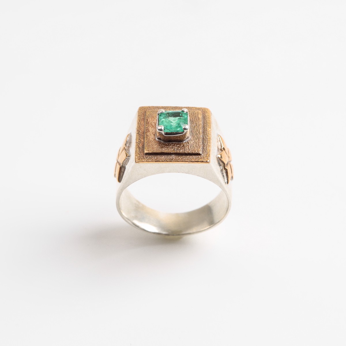 Silver Brass Ring with Panjshir Emerald Stone 4