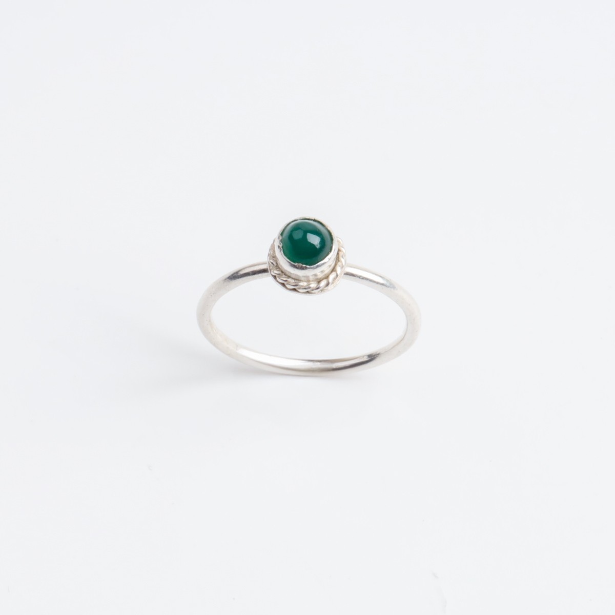 Minimalist Green Onyx Sterling Silver Women’s Ring 1