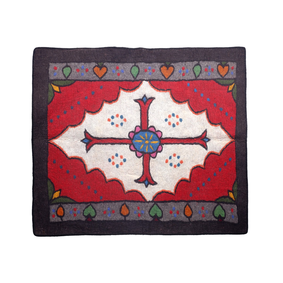 Black Nuristani Namad for Bed | Handmade Area Namad 6.5 X 6.5 (ft) 1