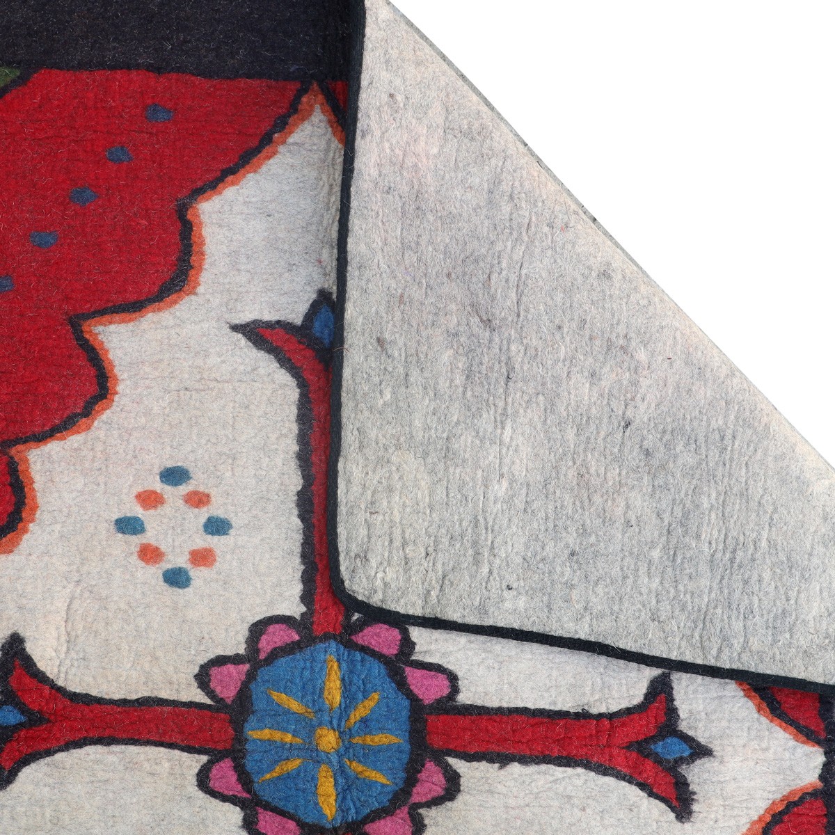 Black Nuristani Namad for Bed | Handmade Area Namad 6.5 X 6.5 (ft) 3