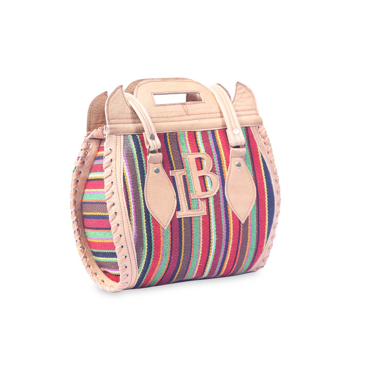 Leather Striped Tote Bag | Long Strap Shoulder Bag 3