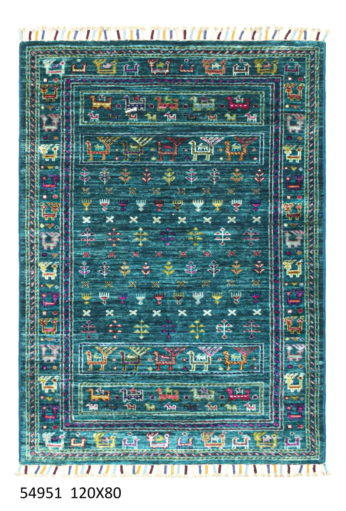 Beautiful Buzak Design Afghan Turkish Knot Rug 1