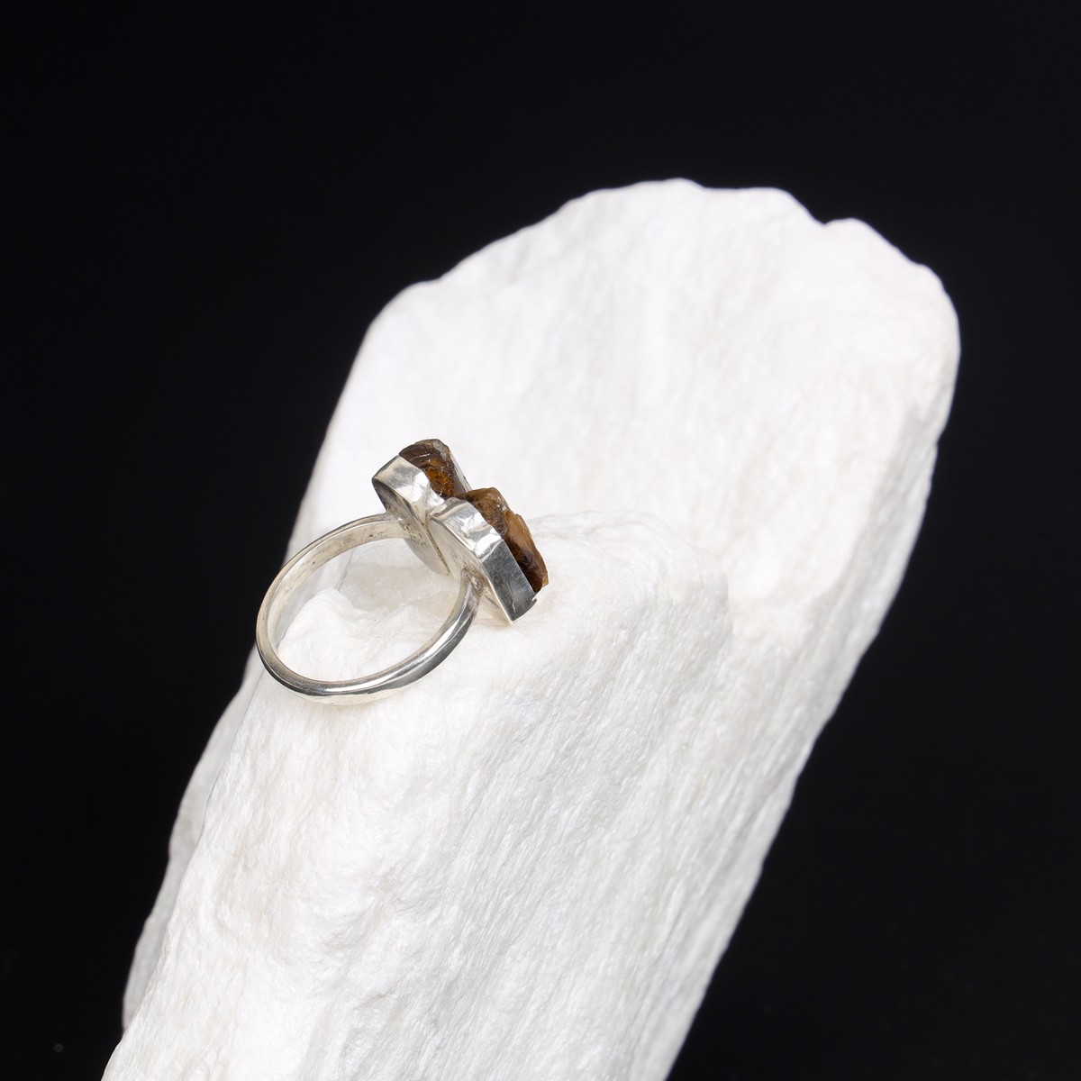 Yellow Scapular Stone Ring | Silver Classic Ring 4