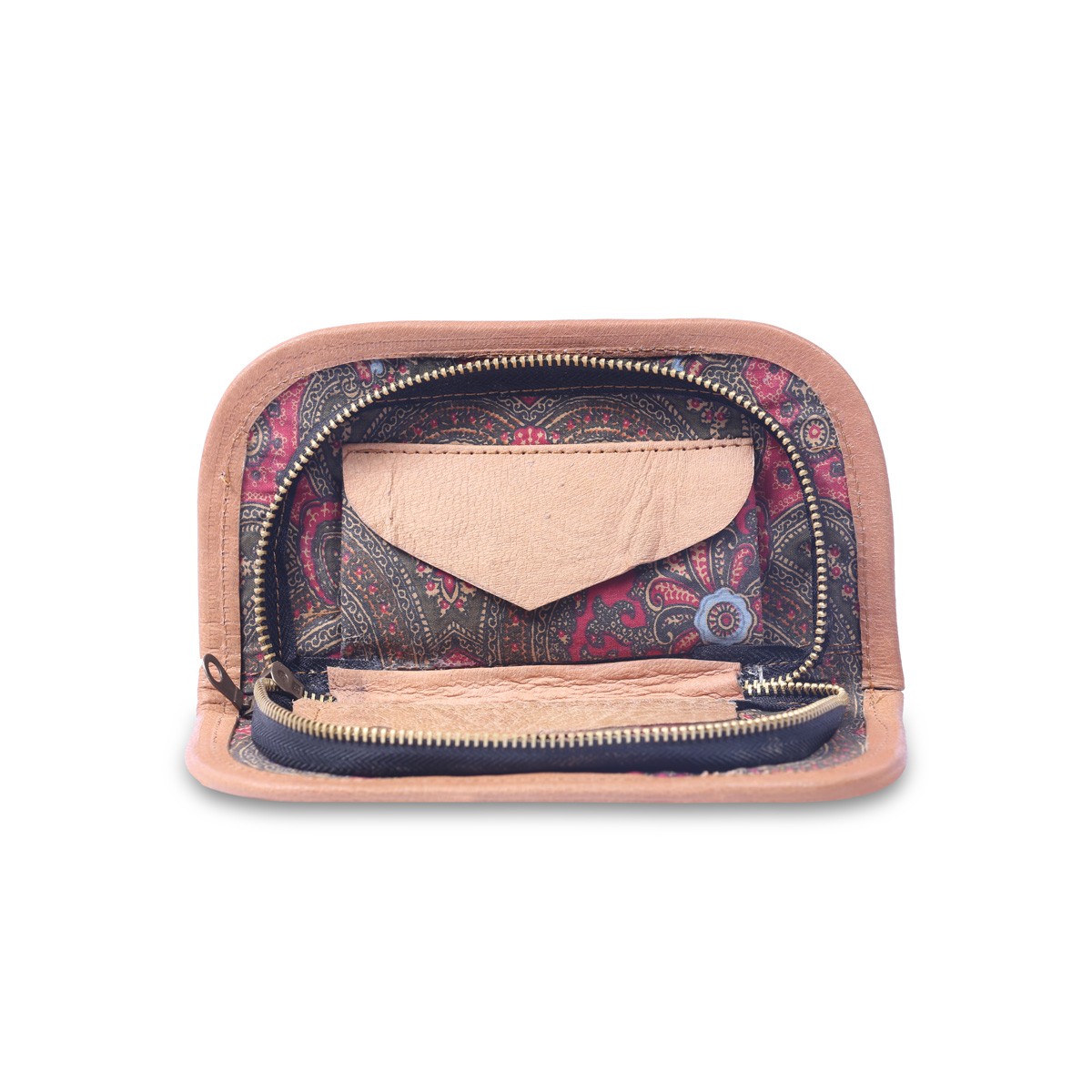 Leather Pouch Purse | Floral Stitch Zip Handbag 2