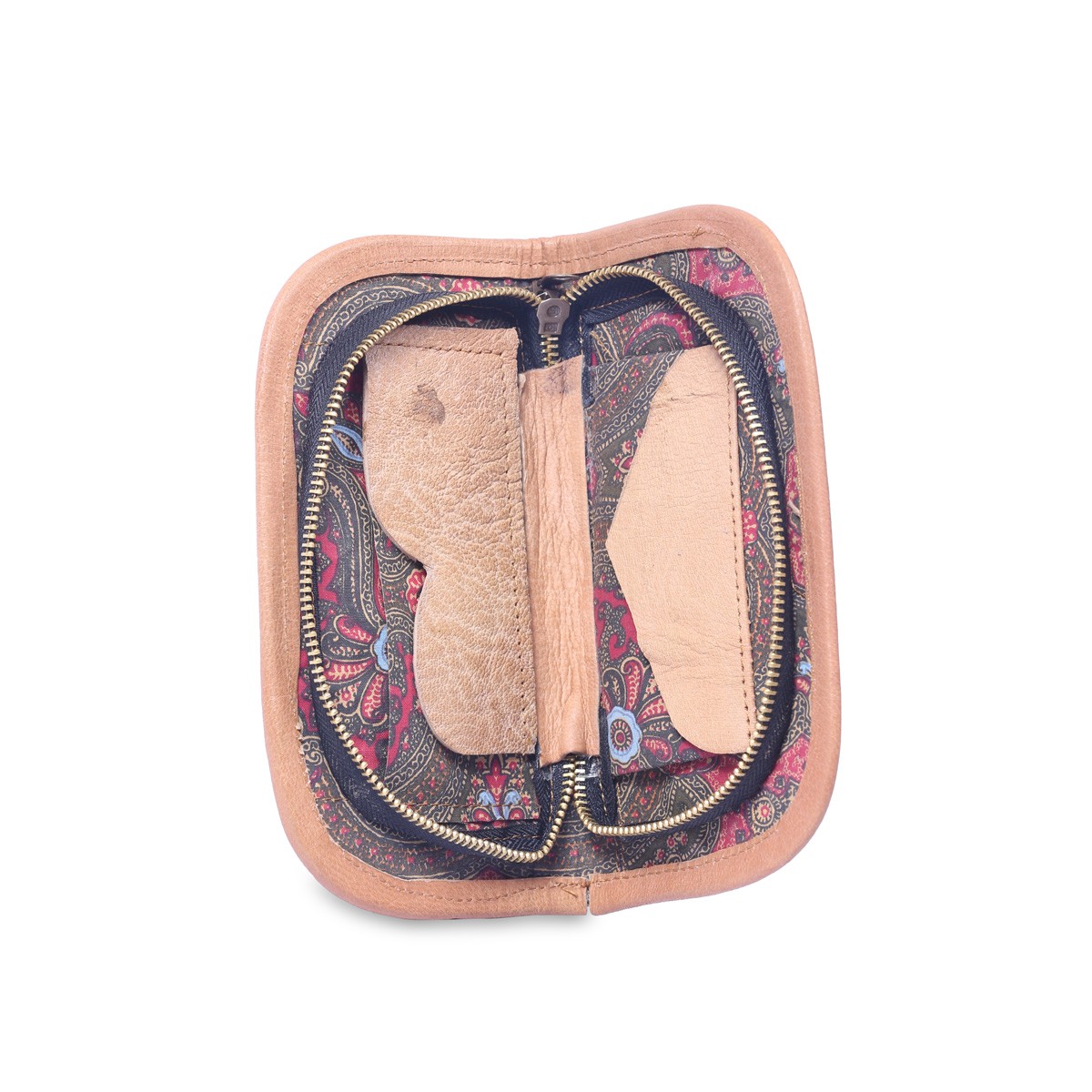 Leather Pouch Purse | Floral Stitch Zip Handbag 3