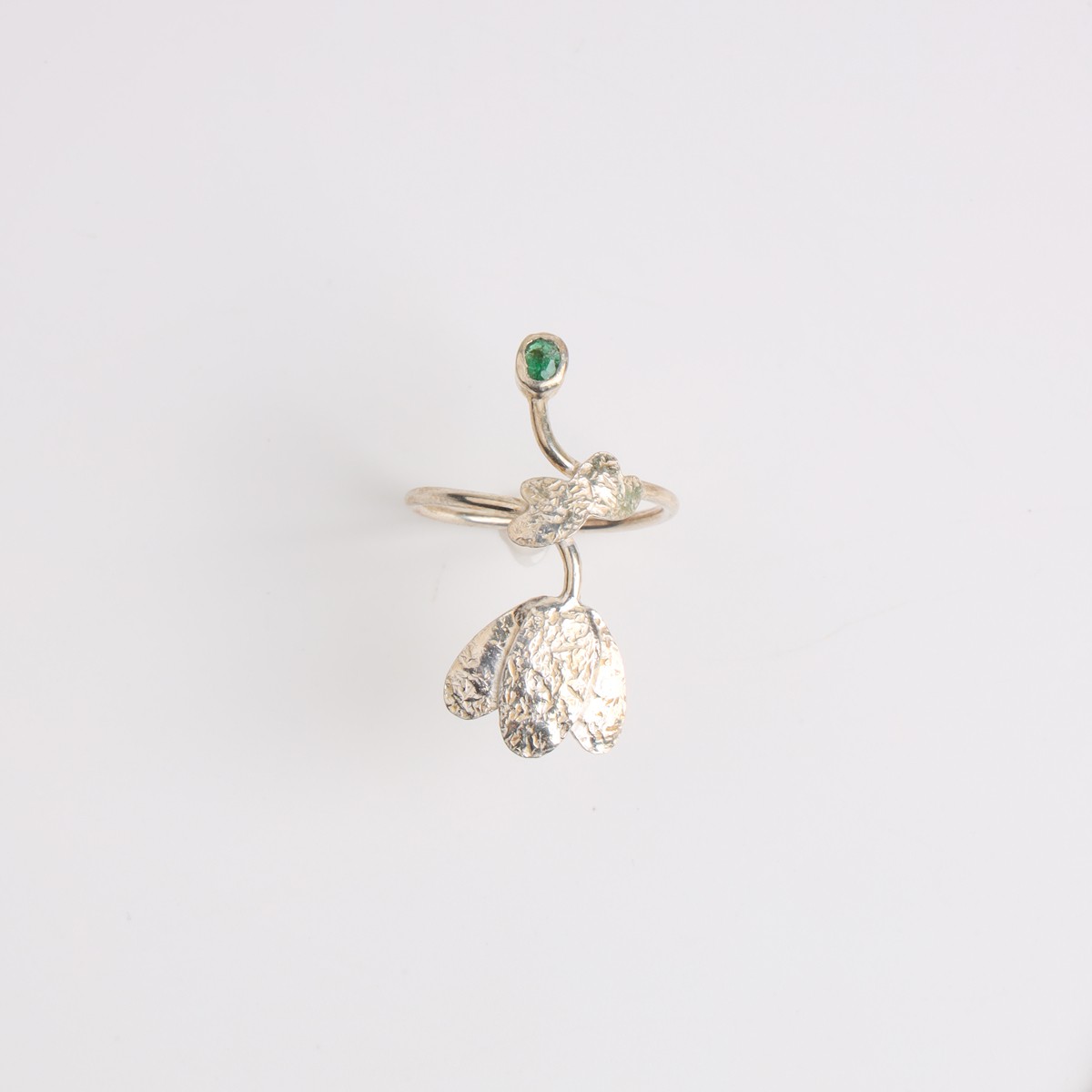 Handmade Silver Floral Jewelry Set with Green Gemstones 3