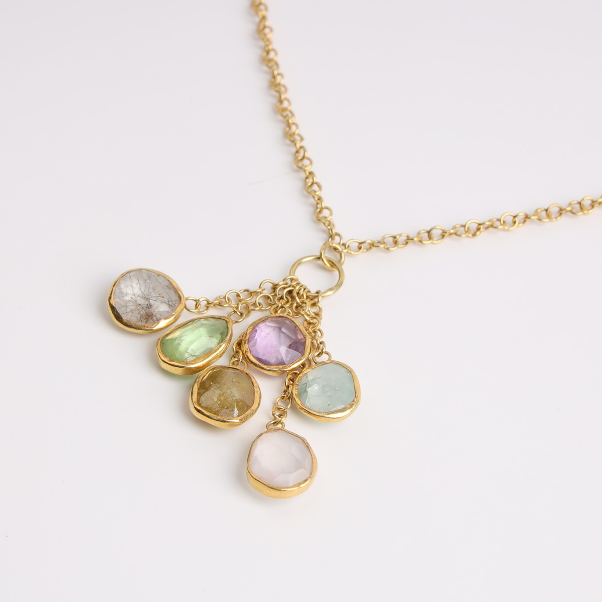 Multi Gemstone Gold-Plated Handmade Pendant Necklace 1
