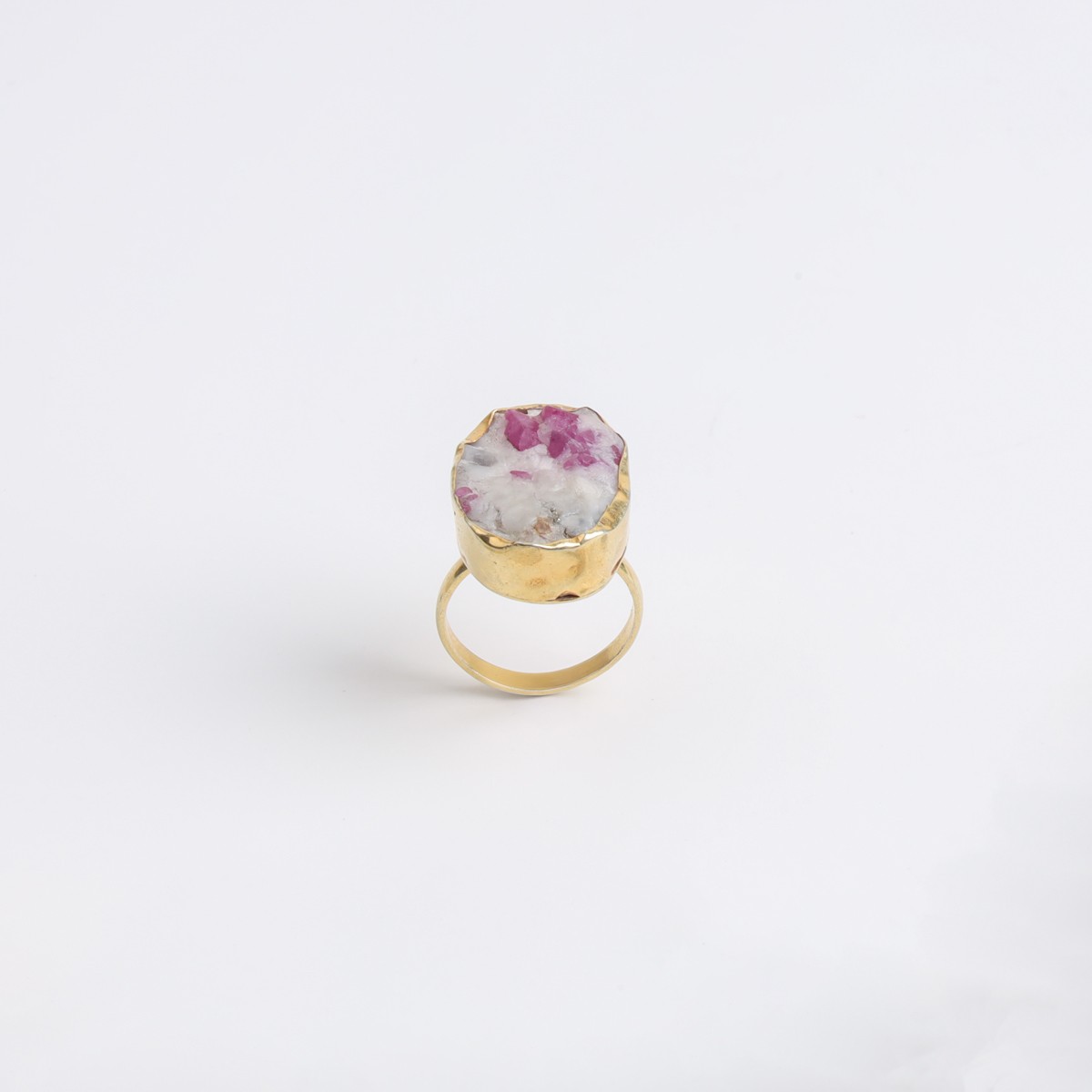 Gold-Plated Ruby in Matrix Gemstone Necklace & Ring Set 2