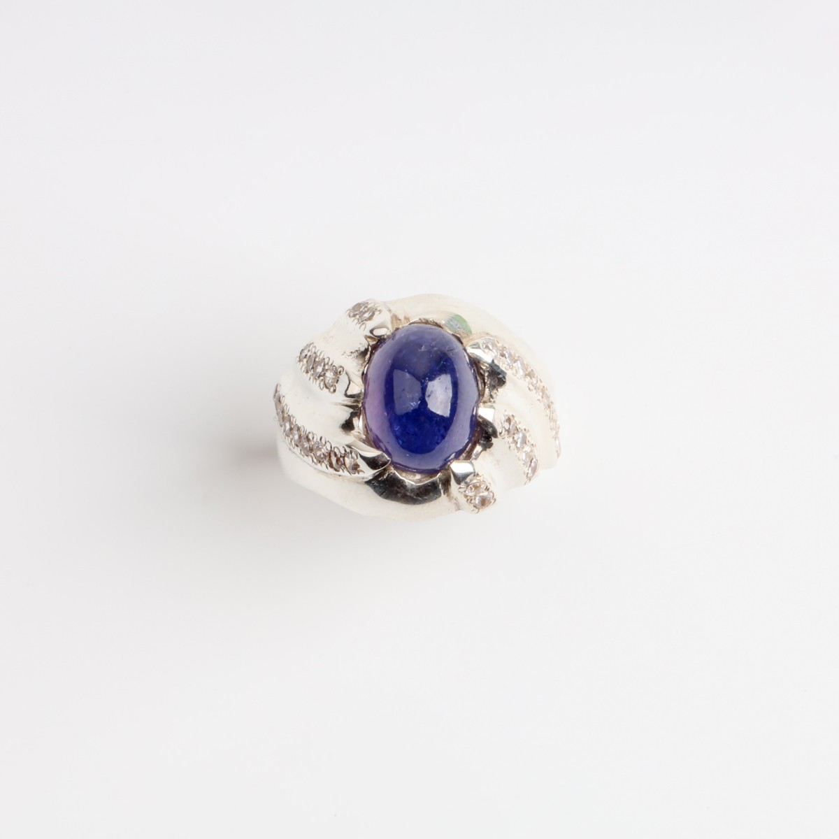 Men’s Blue Sapphire Sterling Silver Statement Ring 4