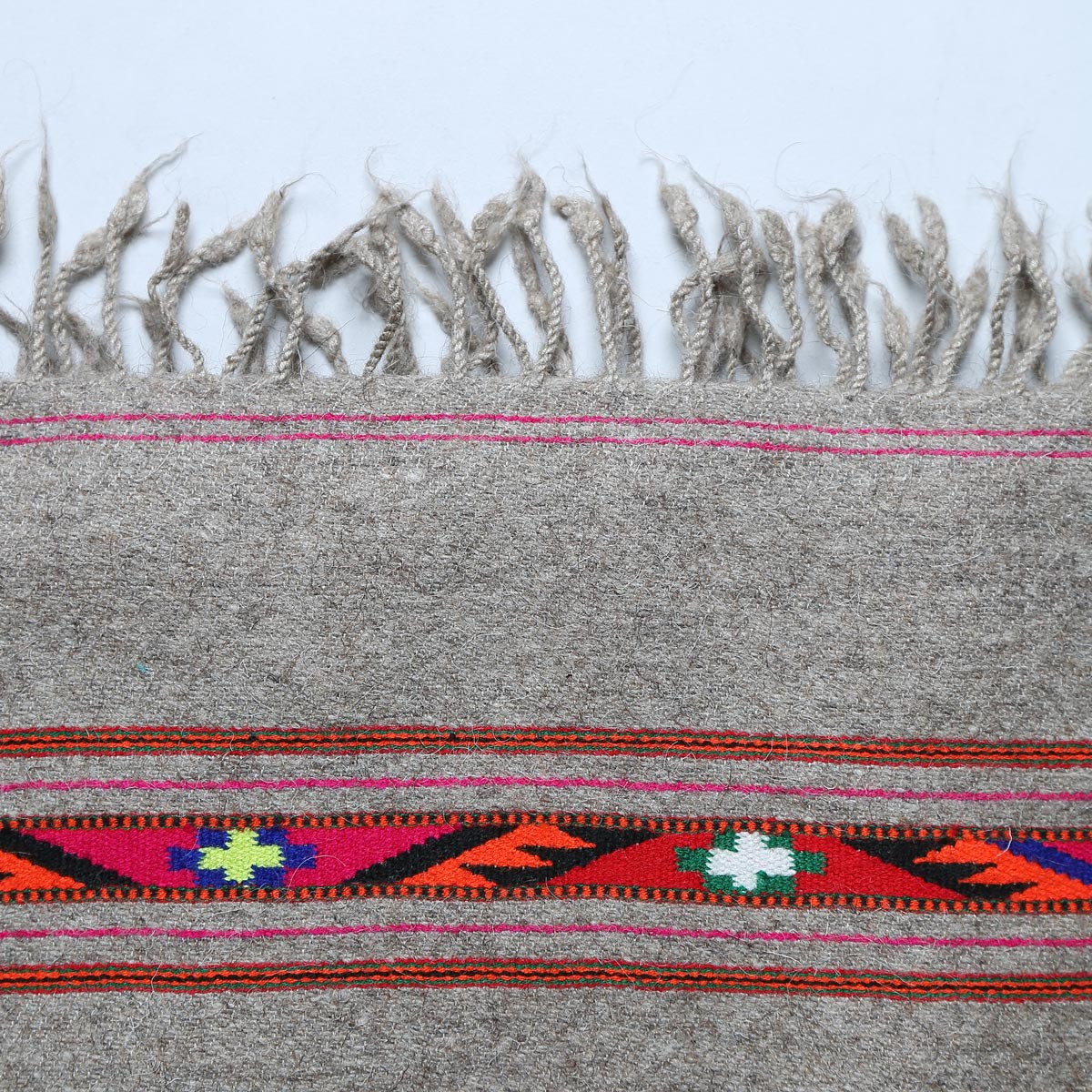 Brownish Cream Nuristani Wool Patu | Casual Wear Shawl with Striped Borders 3