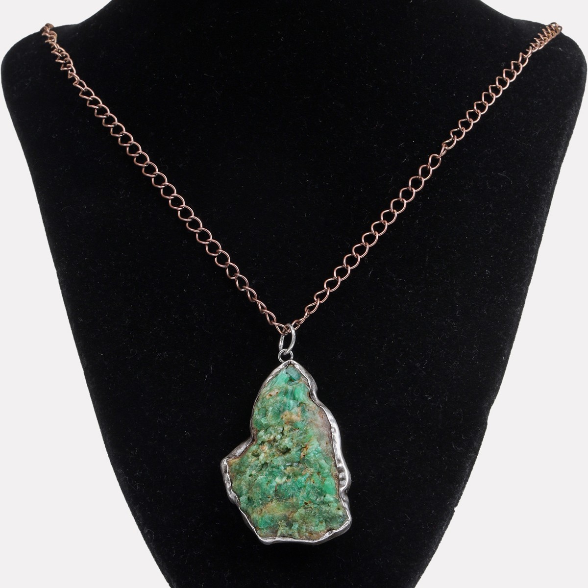 Emerald Stone Drop Pendant | Silver 925 Chain Locket  1