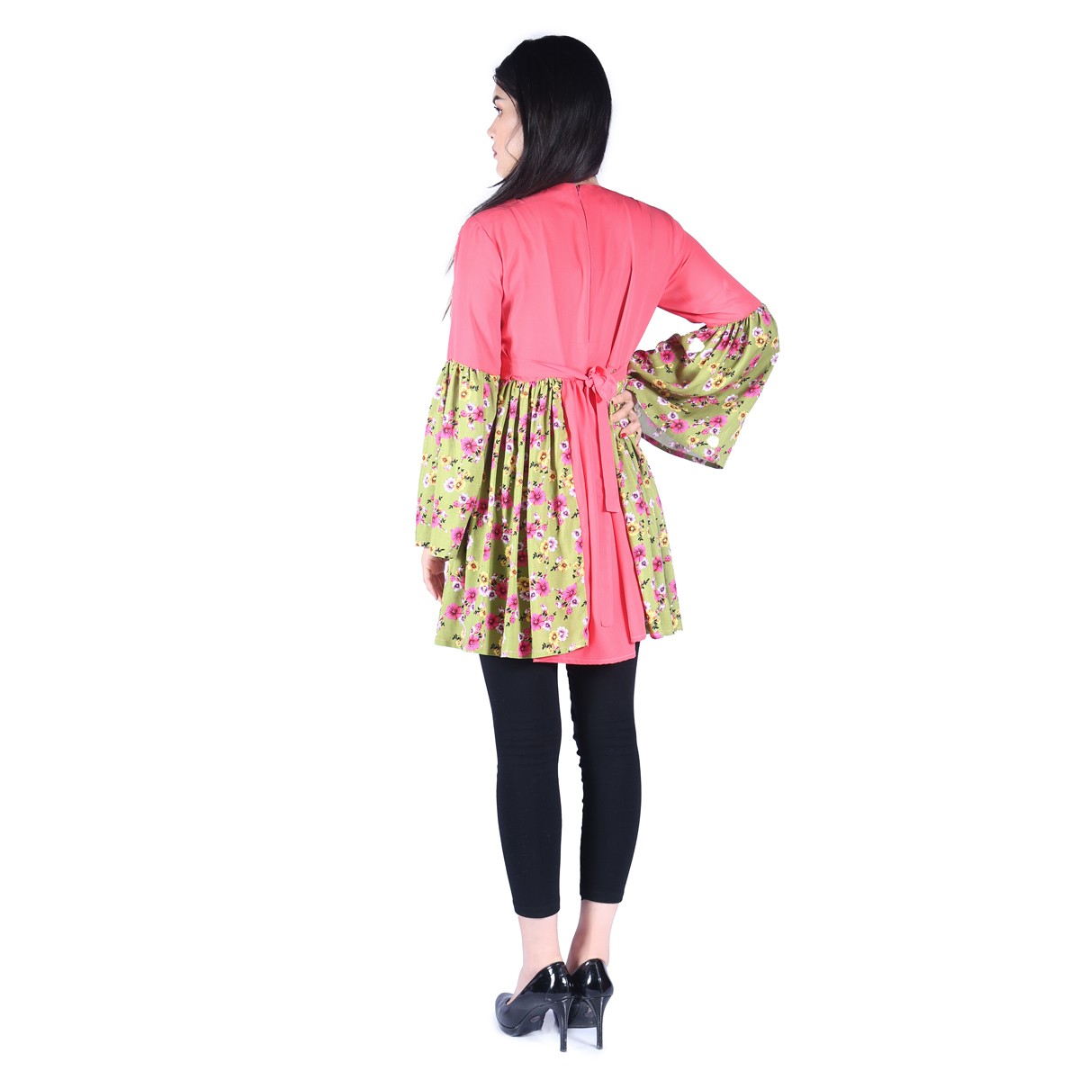 Pink Balochi Embroidered Short Frock | Cotton Bell Sleeves Casual Wear Frock 3