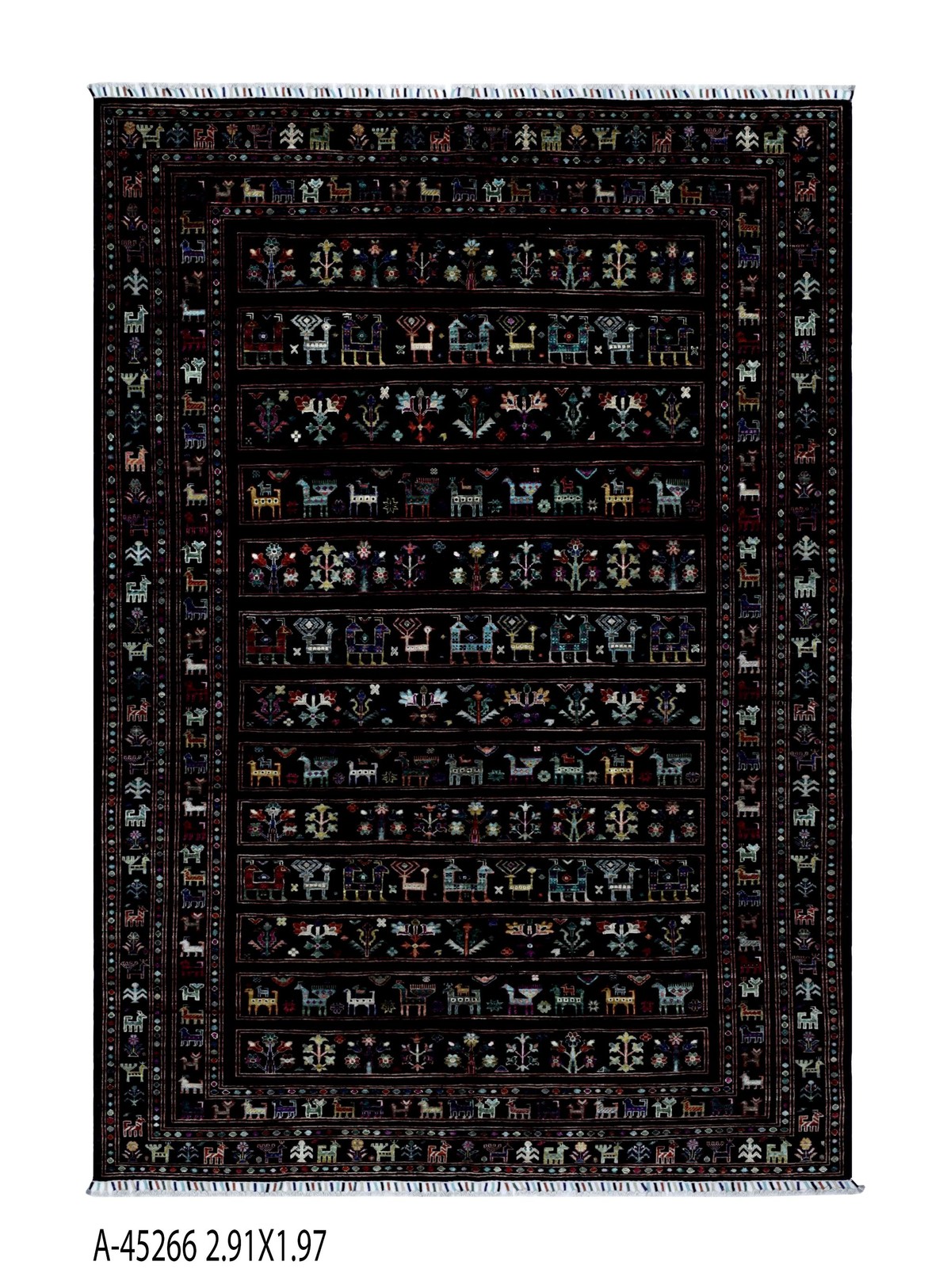 Handmade,Dark Buzak Afghan Knot Carpet, Original Handwoven,Natural. 1