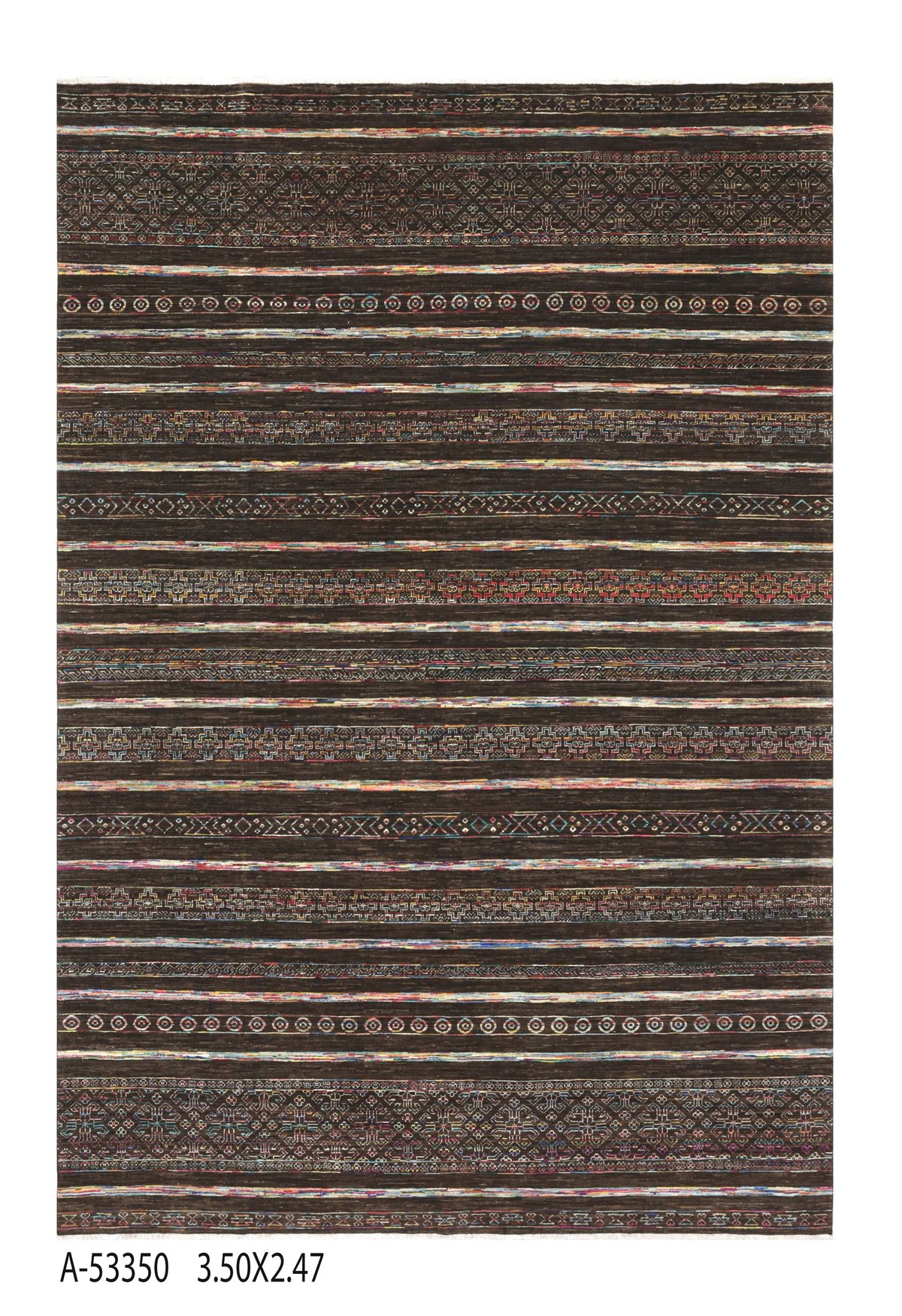 Handmade, Mix Design Khorjin Afghan Knot Carpet, Original Handwoven, Natural 11.48" X 8.10" (ft) 1