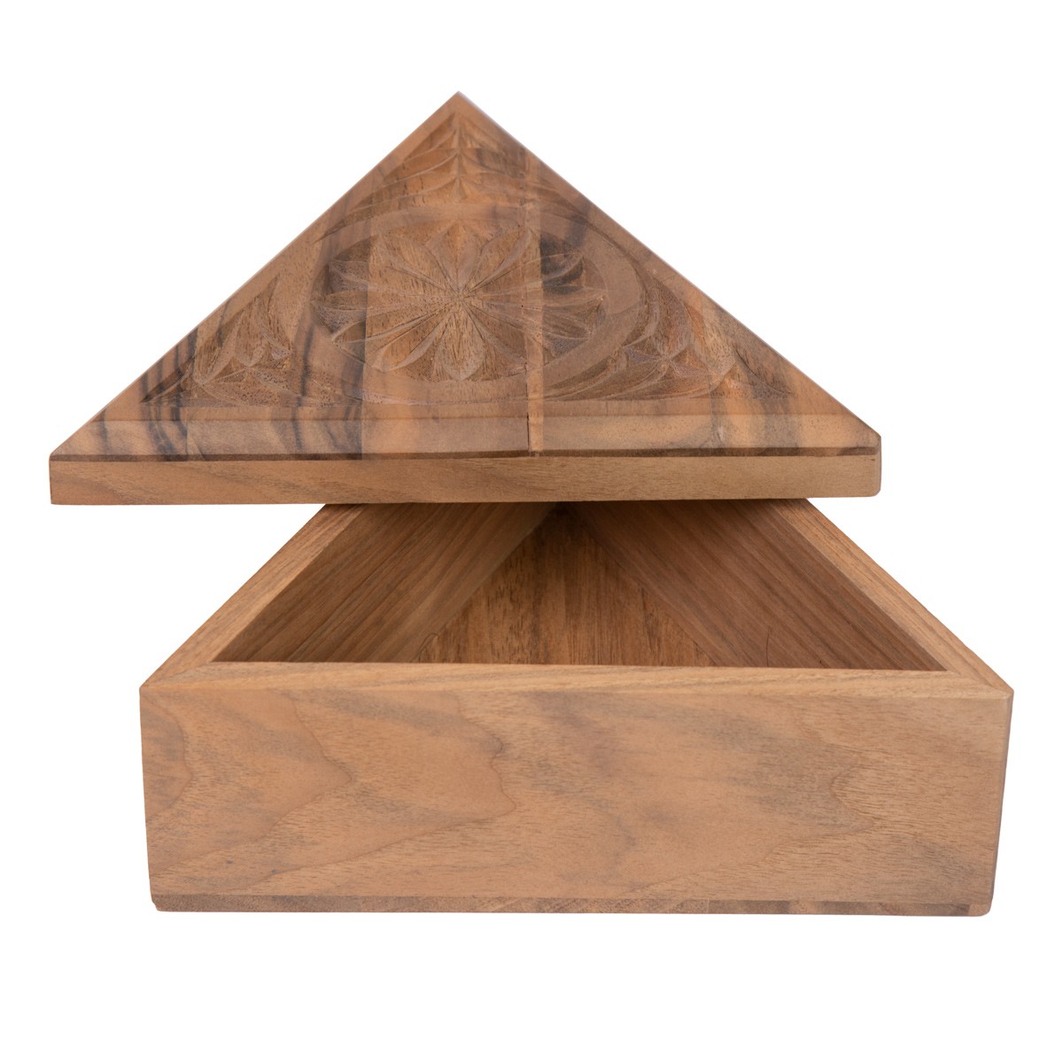 Walnut Triangle Jewelry Box | Handmade Engraved Gift Box 2