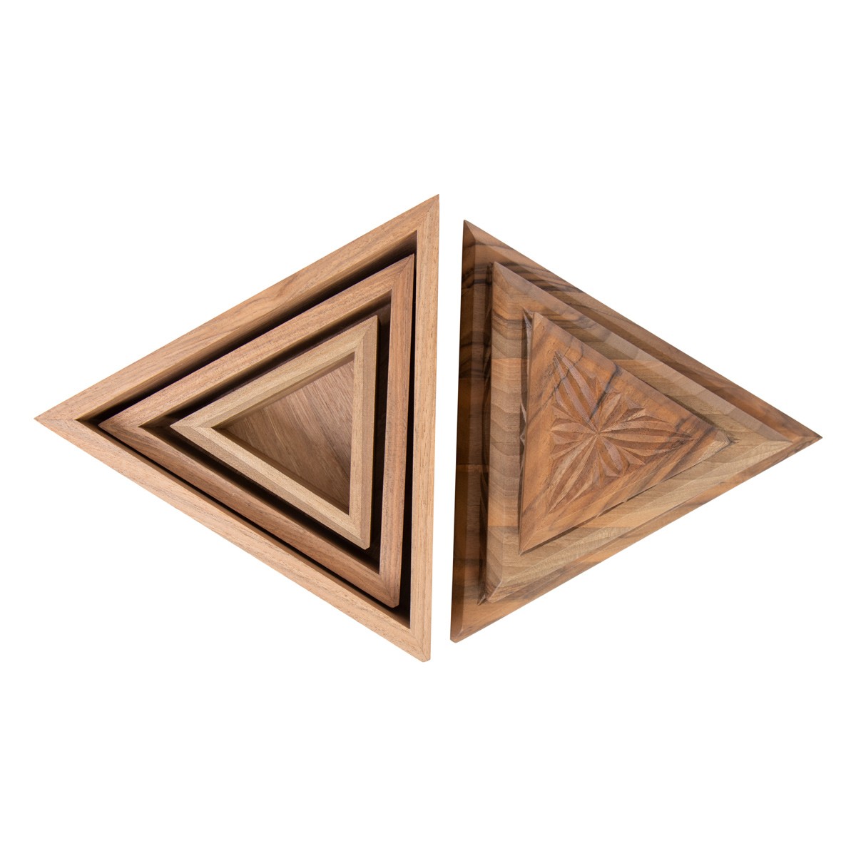 Walnut Jewelry Box Set | Triangular Decorative Box Set 1