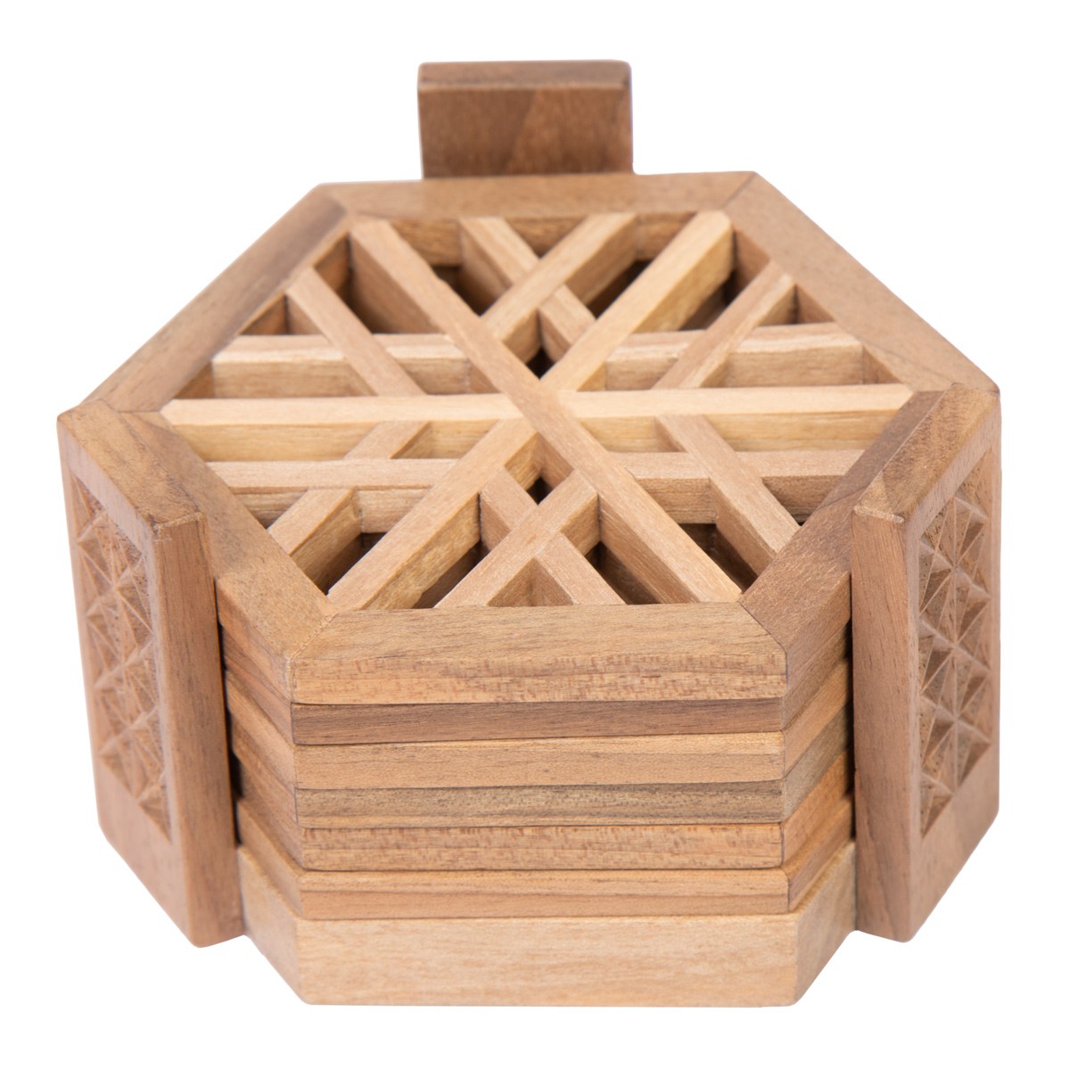 Walnut Cup Saucer Set Box | Hexagonal Saucer Set 1