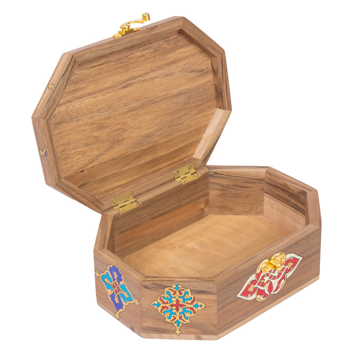 Walnut Decorative Wooden Box | Miniature Gift Box with Colorful Artwork 2