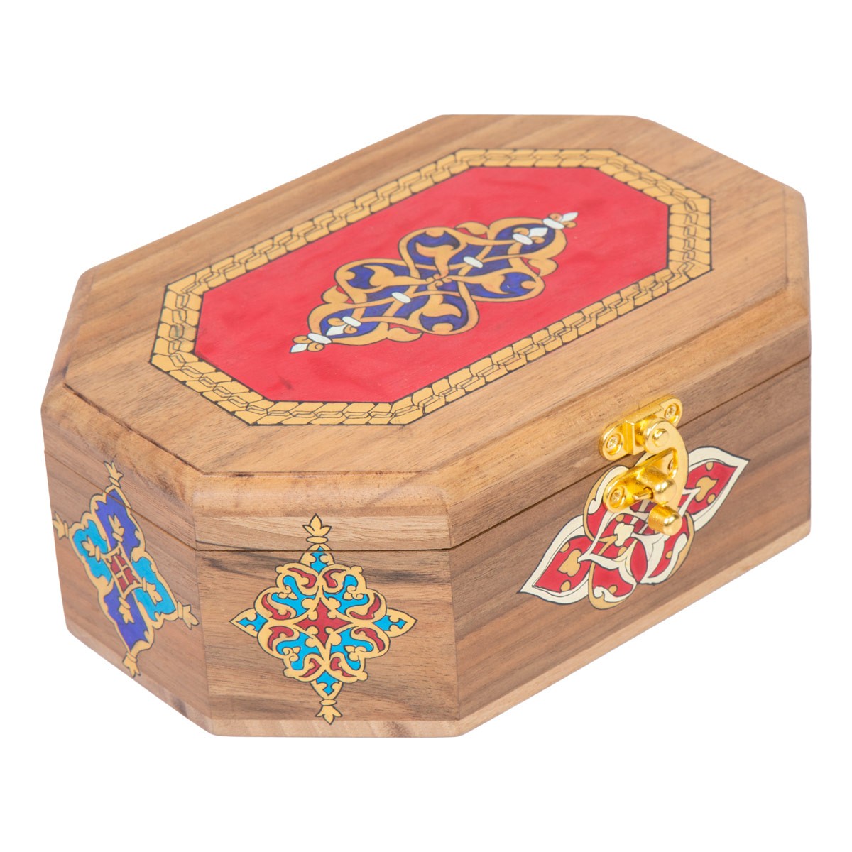 Walnut Decorative Wooden Box | Miniature Gift Box with Colorful Artwork 4