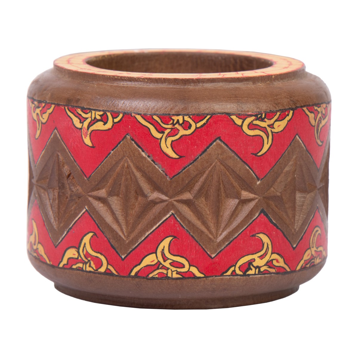 Walnut Wood Candle Holder | Painted Engraved Candle Stand 1