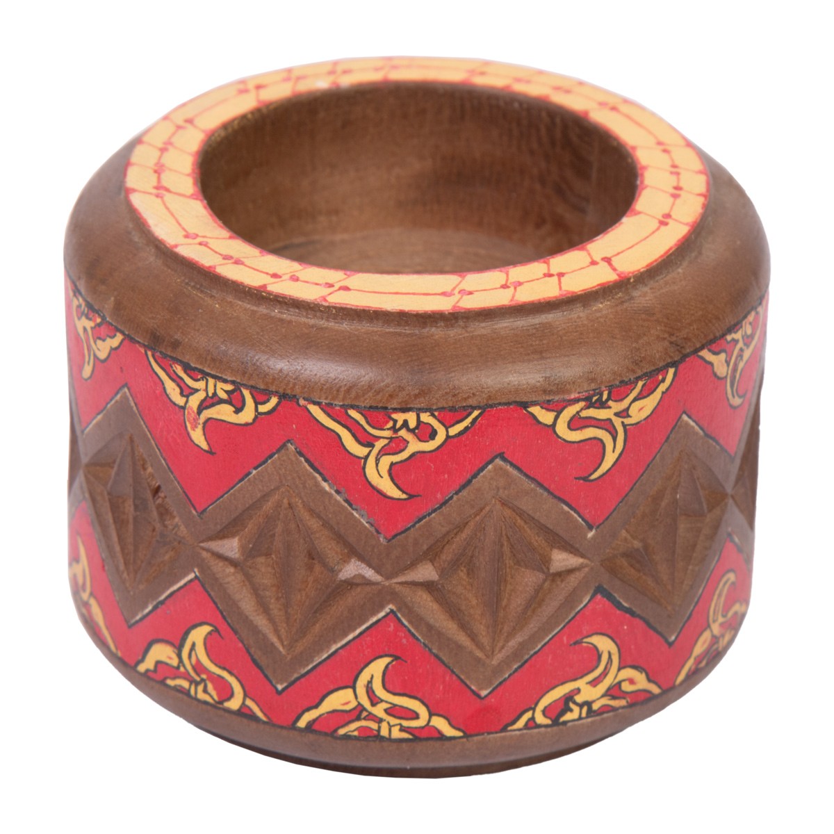 Walnut Wood Candle Holder | Painted Engraved Candle Stand 2