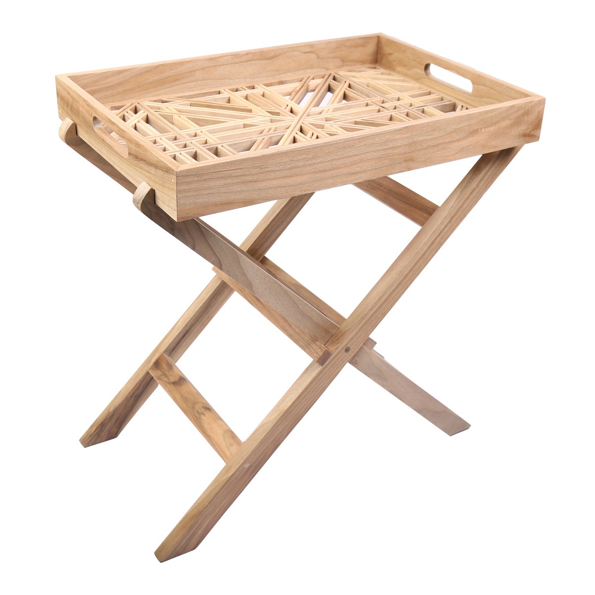 Decorative Portable Serving Tray | Foldable Wooden Table 3