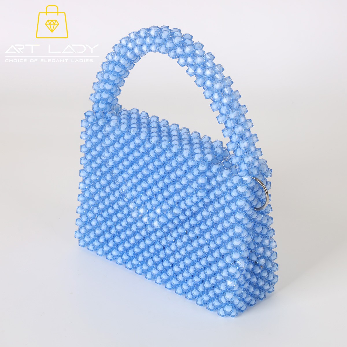 Blue Beaded Square Shoulder Bag 3