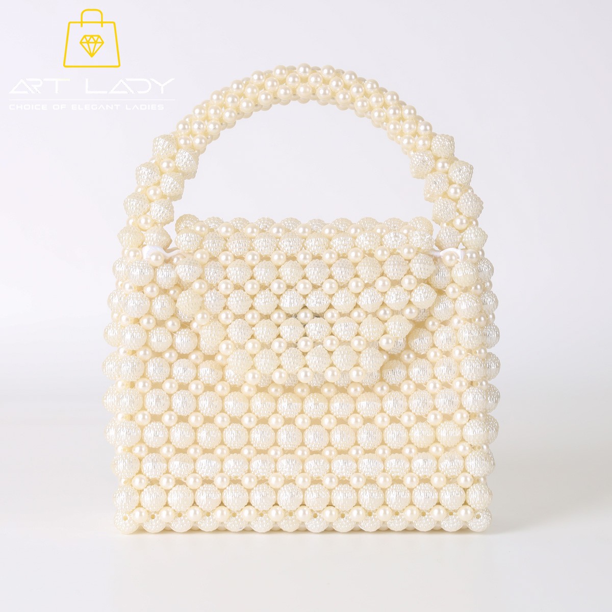 Cream Beaded Clutch Shoulder Bag 1