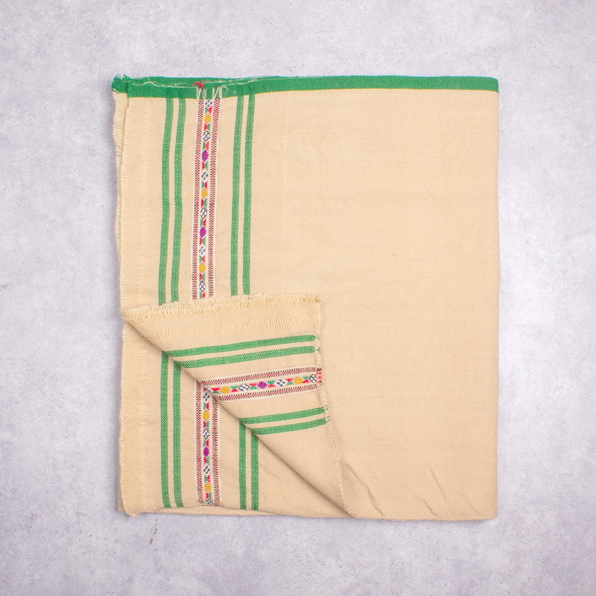 Yellowish Cream Nuristani Woolen Patu | Handmade Afghan Tribal Shawl 2