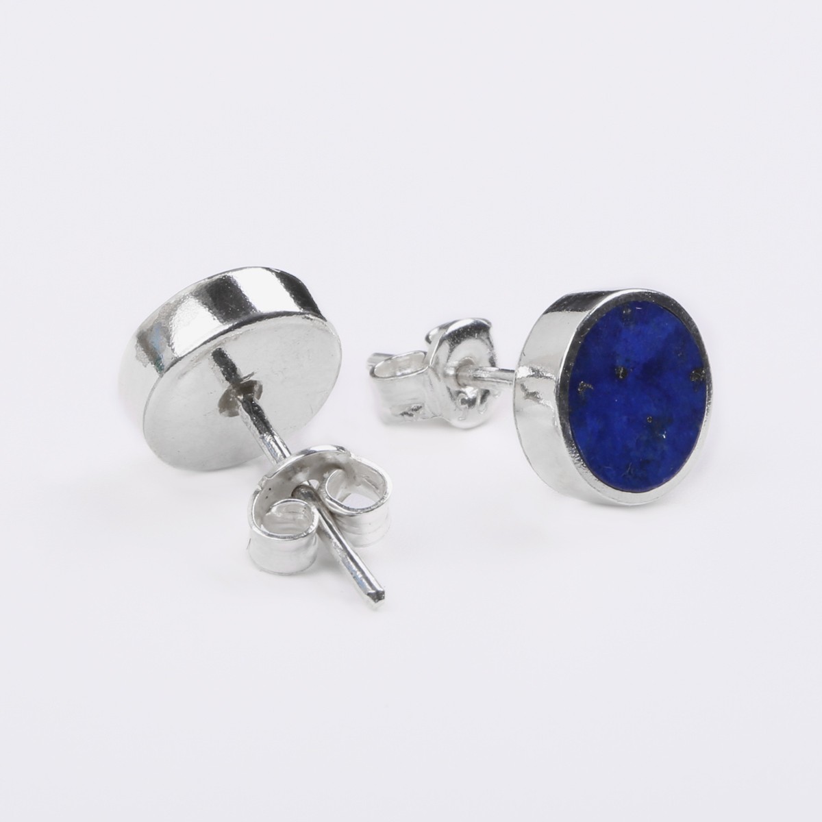 Blue Lapis Lazuli Studs | Silver Round Studs 1