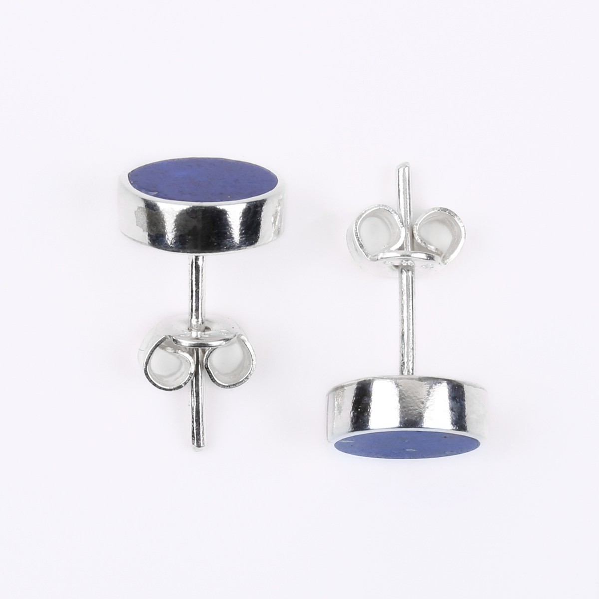 Blue Lapis Lazuli Studs | Silver Round Studs 2