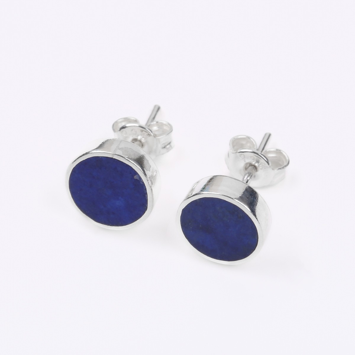 Blue Lapis Lazuli Studs | Silver Round Studs 3