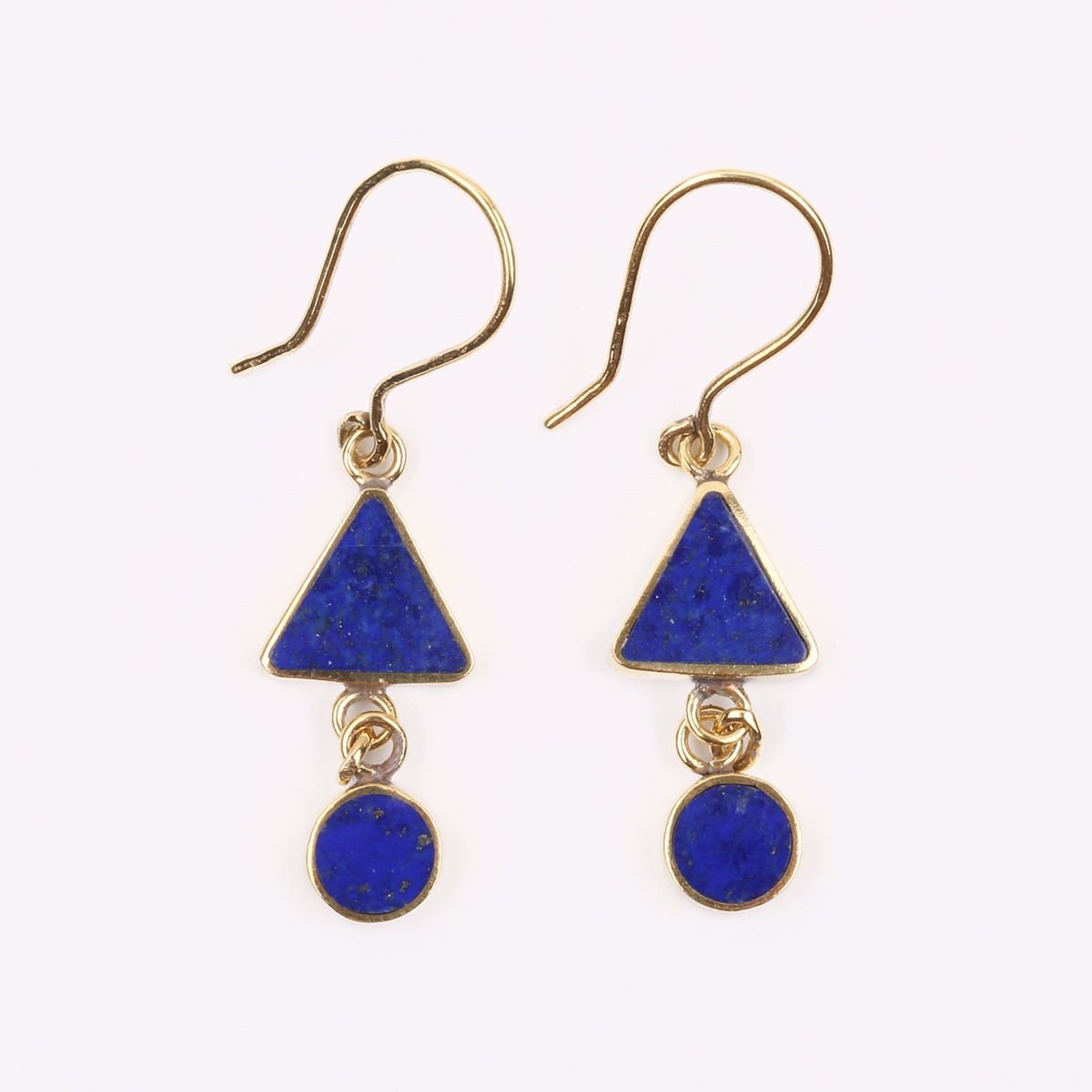 Blue Lapis Lazuli Gold Plated Earrings | Brass Cubic Drop Dangle Earrings 1
