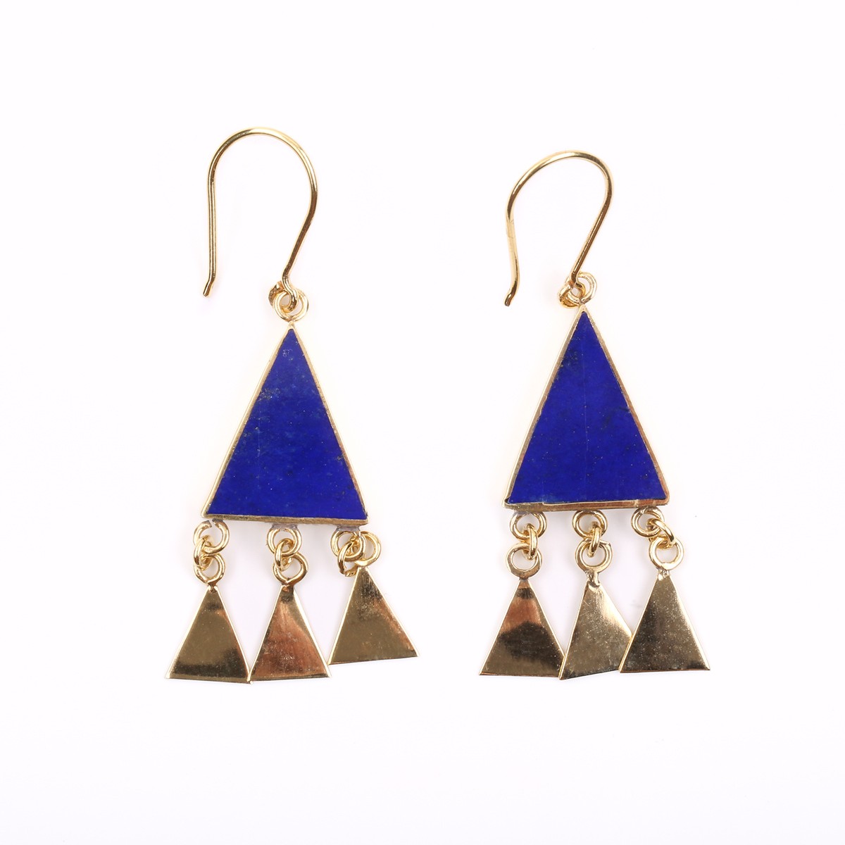Lapis Lazuli Gold Plated Earrings | Brass Dangle Earrings 1