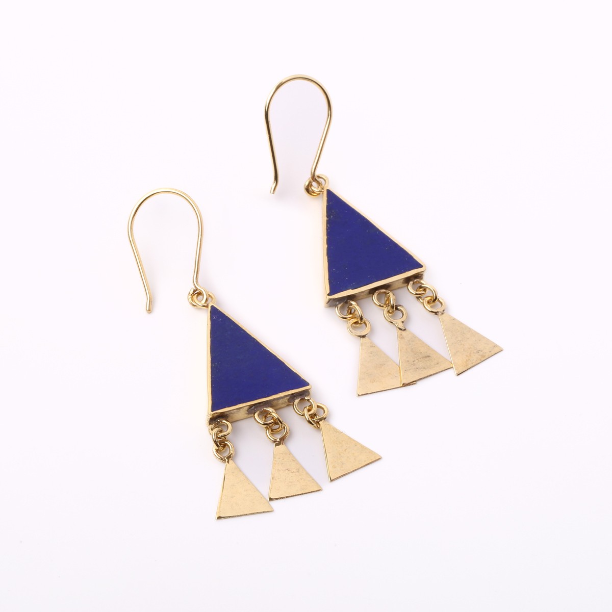 Lapis Lazuli Gold Plated Earrings | Brass Dangle Earrings 2