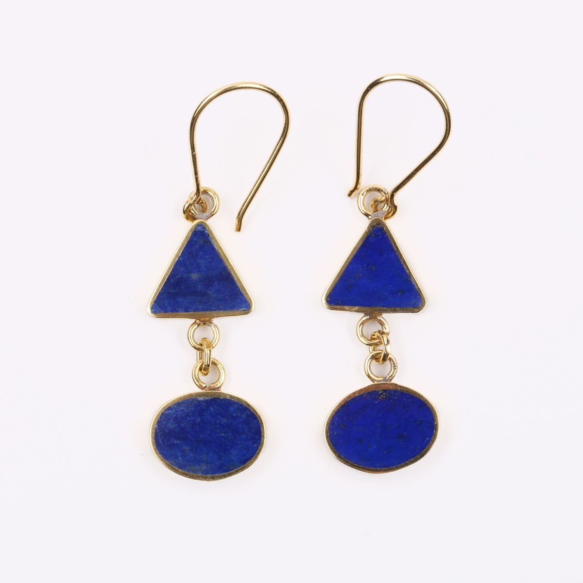 Lapis Gold Plated Drop Earrings | Brass Cubic Dangle Earrings 1