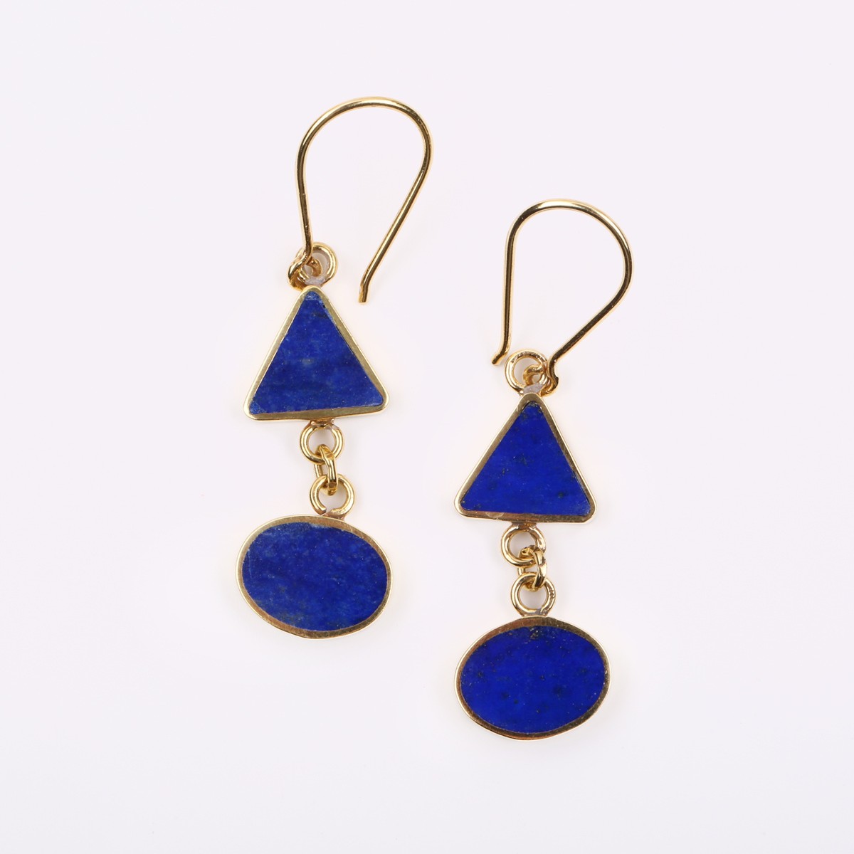 Lapis Gold Plated Drop Earrings | Brass Cubic Dangle Earrings 2